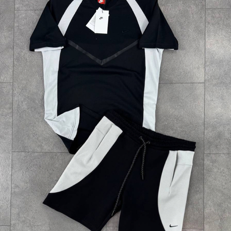 Nike Tech Şort Takım Siyah/Beyaz [NK-006]