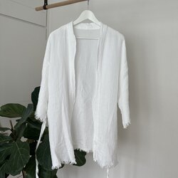 Beyaz Pamuk Kumas Kimono
