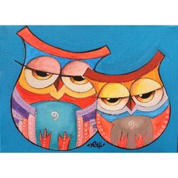 Baykuş Aşıklar Orjinal Tablo