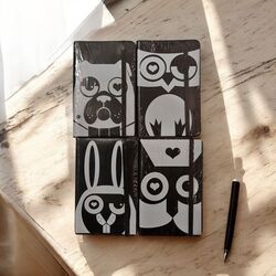 4lü Siyah Beyaz Seri Defter Set
