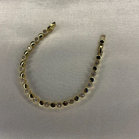 Gold Zirkon Taşlı Ezme Boncuklu Bileklik