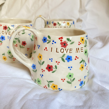“I LOVE ME” handmade mug