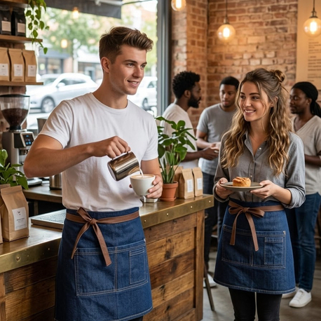 Kot Denim Yarım Önlük Cafe Barista Bistro Garson Şef Çiçekçi Önlük