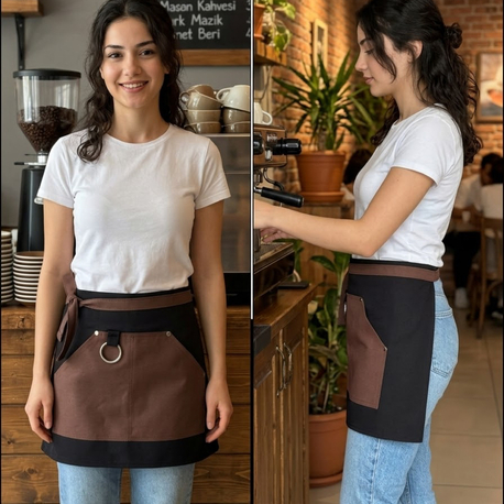 Su itici Leke Tutmaz Üçgen Cepli Yarım Önlük Cafe Bistro Servis Restoran Şef