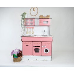 3mm Pembe Ahşap Oyuncak Mutfak 100*70