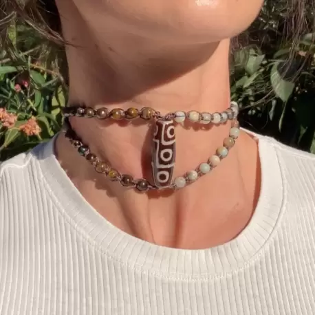 TİBET AKİK SERİSİ CHOKER NO III - Doğal Taşlı Kolye