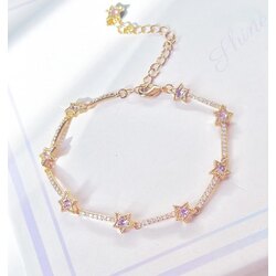 Pink star bileklik gold