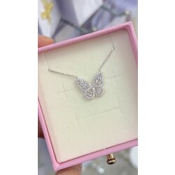 925 ayar gümüş shiny butterfly kolye