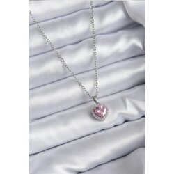  zirkon taşlı love kolye pembe 