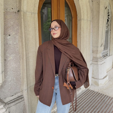 CC Desen Pamuk Şal ( Kahverengi)