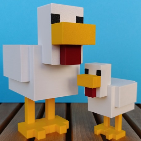 Minecraft 2'li Tavuk Figür Seti – Koleksiyonluk & Hediyelik - Piksel Stil Dekor & Akses