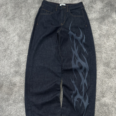 LAZER BASKILI BAGGY JEANS