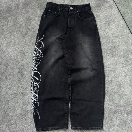 ITALIC BASKI DETAYLI BAGGY JEANS