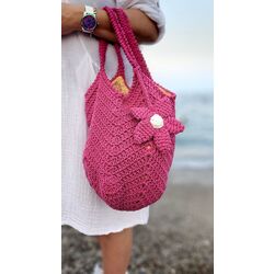 Pembe örgü çanta 