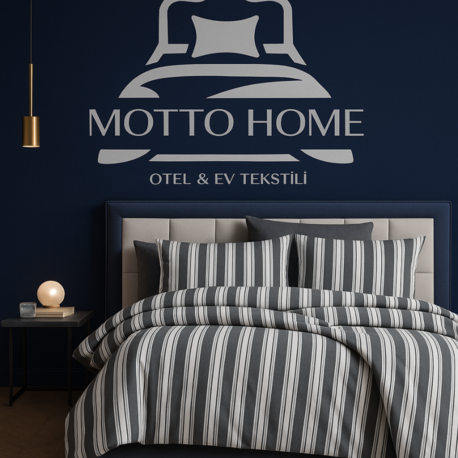 Motto Home Çift Kişilik Organik Nevresim Takımı İpliği Boyalı Çizgili