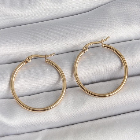 316 Çelik Gold Renk 27 mm Halka Model Kadın Küpe | BKP10508
