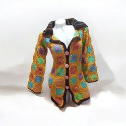 El Örgüsü Kadın Hırka - Renkli -Model Adı: Ajda