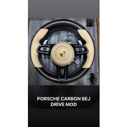 PoPorsche Karbon Bej Deri Orijinal Drive Mode Multifonksiyonel Direksiyon Simidi
