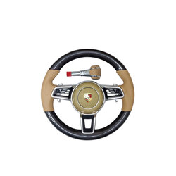 Porsche & Bej Deri Karbon Fiber Spor Direksiyon (Airbag Dahil - Paddle Shift & Fonksiyonel