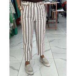 DUBLE PAÇA KAHVE ÇİZGİLİ PANTOLON 