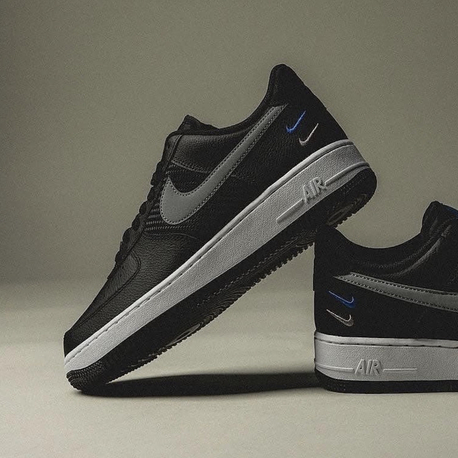 Nike Air Force 1 07 Triple Swoosh Black Grey Racer Blue