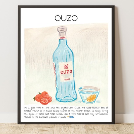 Ouzo Art Print Cocktail Tasarım Poster 