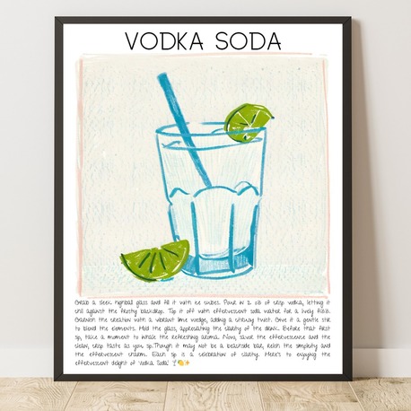 Vodka Soda Art Print Cocktail Tasarım Poster No:2