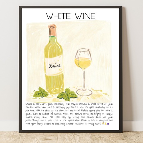 White Wine Art Print Tasarım Poster