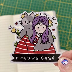 Have a Meowy Day Parıltılı Sticker
