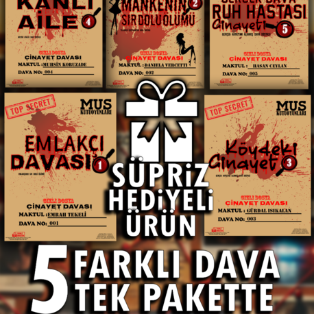 5 Farklı Dava Tek Paket Dedektif Katil Kim Oyunu Hediyeli Ürün