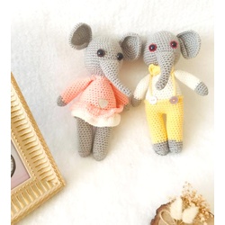 Amigurumi çıngıraklı fil (2li set) 