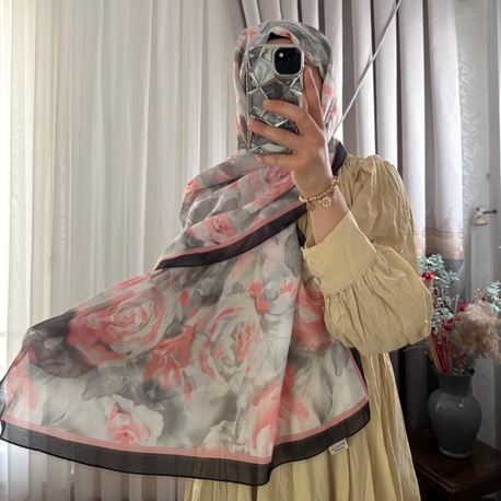 Gül desen pamuk şal 