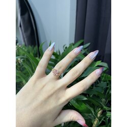 Pembe Taşlı Lotus Yüzük