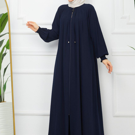 Pile Detaylı Reglan Kol Ferace(Lacivert)