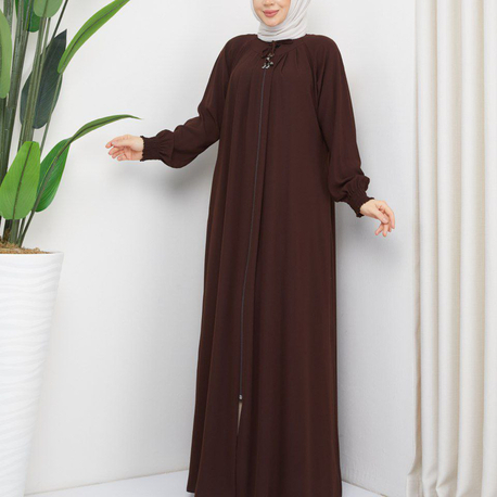 Pile Detaylı Reglan Kol Ferace(Acı Kahve)