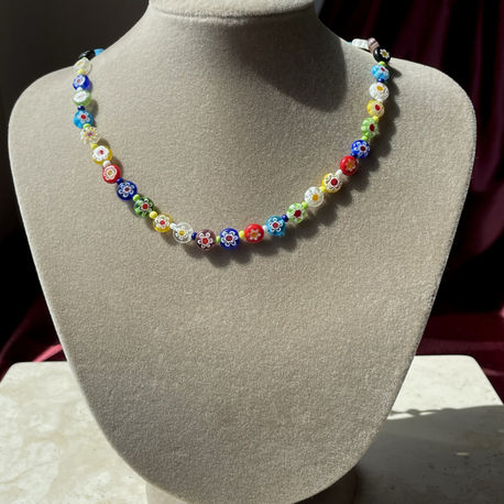 Millefiori Cam Boncuk Kolye(m)