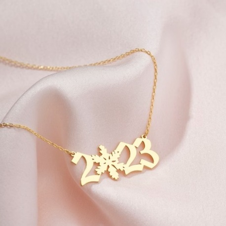 Navan 925 Ayar Gümüş Kar Tanesi Detaylı Yıl Kolyesi (Gold, Silver ve Rose)