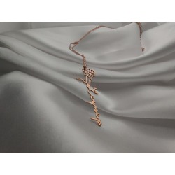 Navan 925 Ayar Gümüş Kişiye Özel Çiçekli İsim Kolye (Gold, Silver ve Rose)