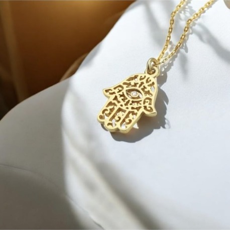 Navan 925 Ayar Gümüş Fatmanın Eli Kolyesi (Silver, Gold ve Rose) 