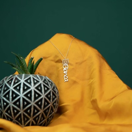 Navan 925 Ayar Gümüş Kişiye Özel Geometrik Kedi İsim Kolye (Gold, Silver ve Rose)