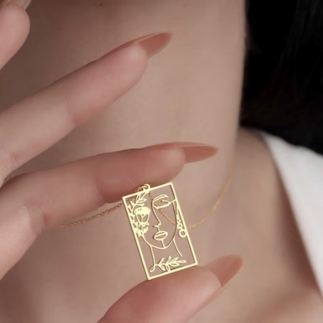 Navan 925 Ayar Gümüş Sanatsal Siluet Kolyesi (Gold, Silver ve Rose)
