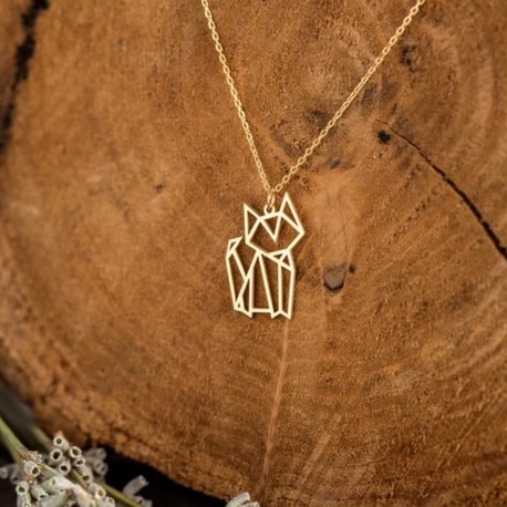 Navan 925 Ayar Gümüş Geometrik Kedi Kolye (Gold, Silver ve Rose) – Kişiye Özel