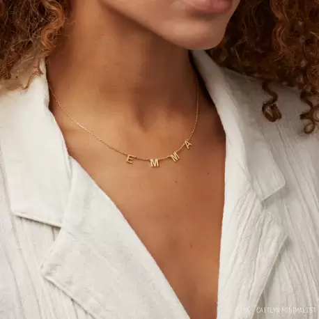 Satellite Name Necklace • Letter Necklace | Altın Kaplama | Özel Tasarım | Kutulu Hediye