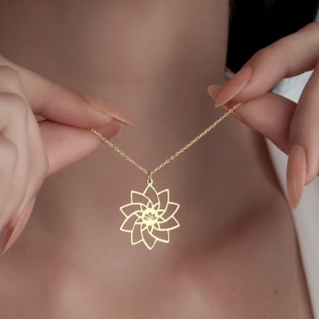 Navan 925 Ayar Gümüş Lotus Çiçeği Kolye (Gold, Silver ve Rose)