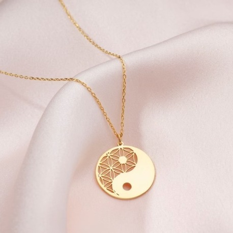 Navan 925 Ayar Gümüş Yin Yang Dengesi Kolyesi (Gold, Silver ve Rose)
