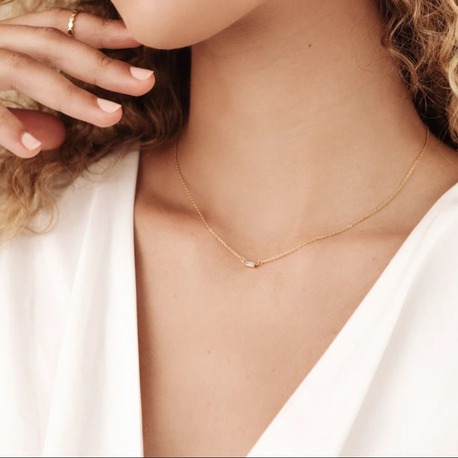 Baguette Diamond Necklace | Altın Kaplama | Özel Tasarım | Kutulu Hediye