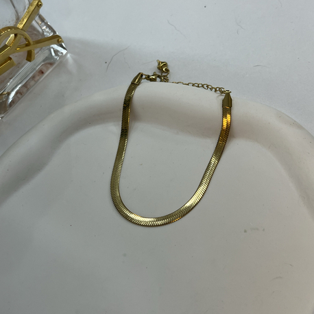 14 Ayar Altın Görünümlü Çelik İtalyan Balık Sırtı Gold Bileklik 