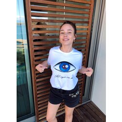 “All Eyes On Me” Baskılı İşlemeli Tshirt