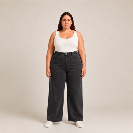 WİDE LEG JEANS PREMİUM KADIN EXTRA BÜYÜK BEDEN SÜPER YÜKSEK BEL ESNEK KOT-Gri