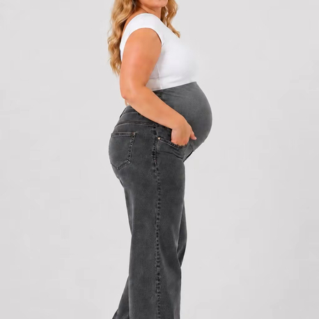 Büyük Beden Hamile Kot Pantolon -Karın Destekli ve Ayarlanabilir Belli Jeans